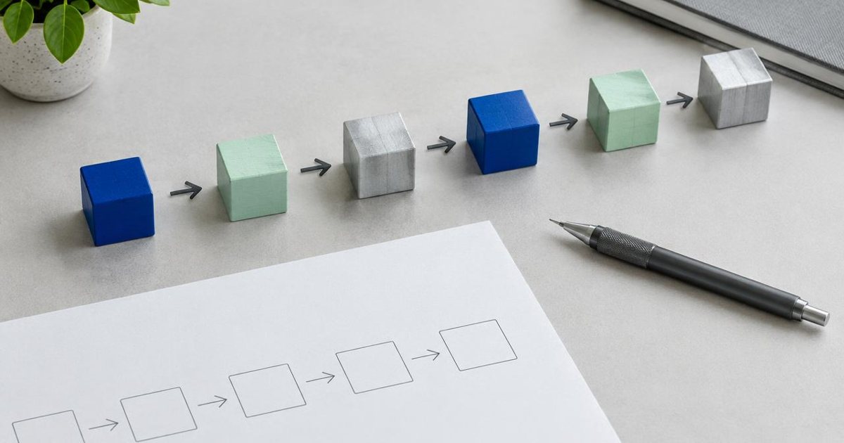 Redactionele illustratie: overzichtelijke processtappen
